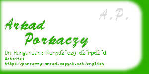 arpad porpaczy business card